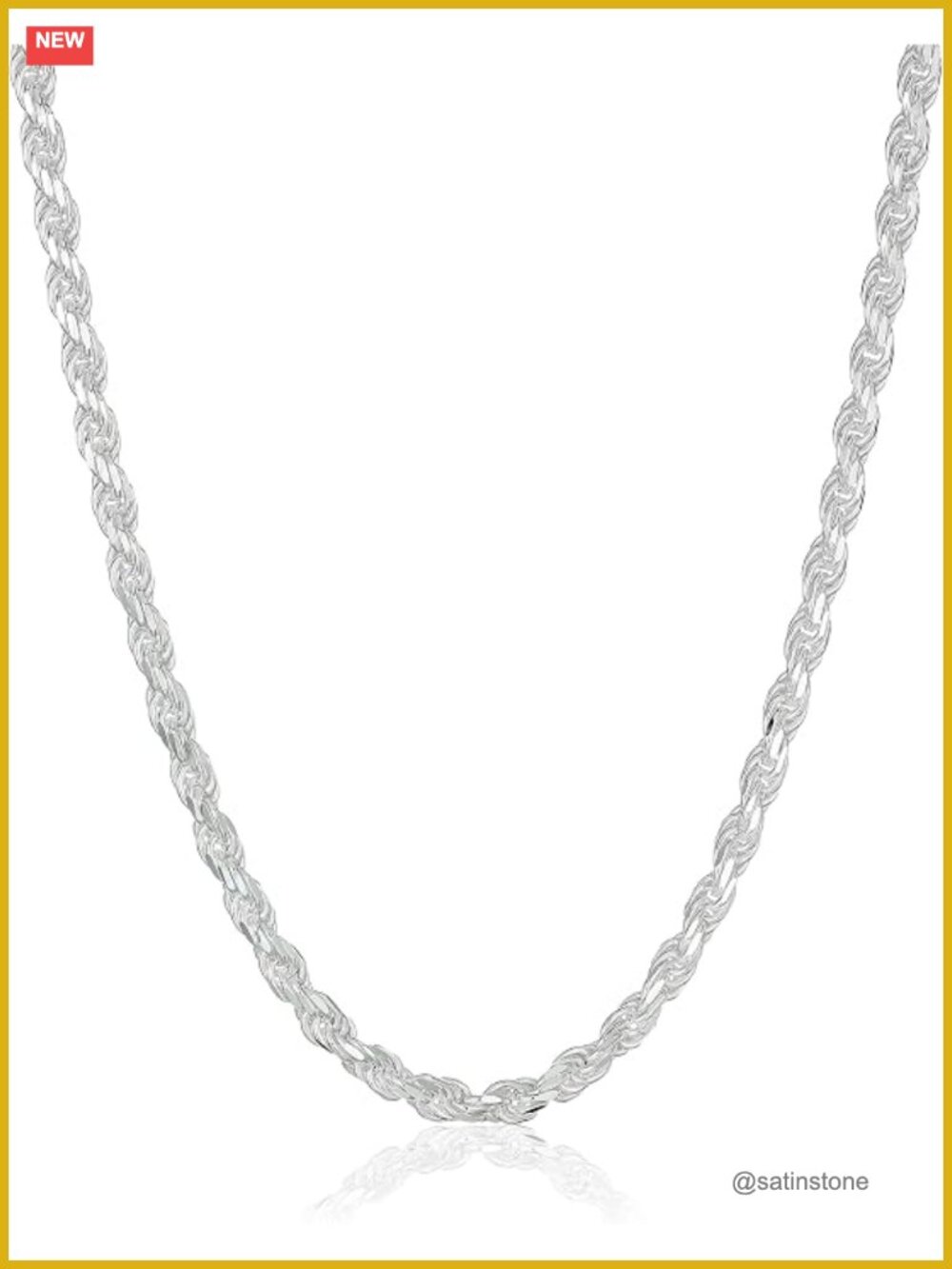Sterling Silver Diamond Cut Rope Chain Necklace 16" Lobster Clasp